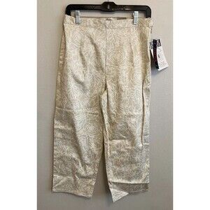 Bill Blass Jeans Women’s Capris Vintage Beige White Floral Stretch Size 6 NWT